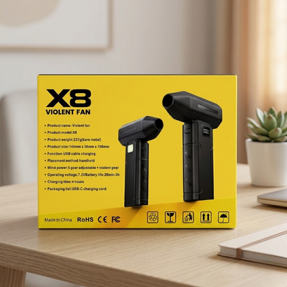 X8 Violent Fan Mini Jet Fan Handheld USB Rechargeable Brushless Powerful Airflow Fan