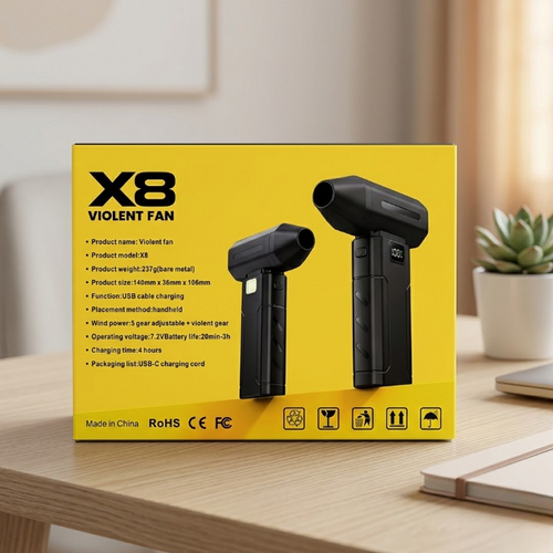 X8 Violent Fan Mini Jet Fan Handheld USB Rechargeable Brushless Powerful Airflow Fan