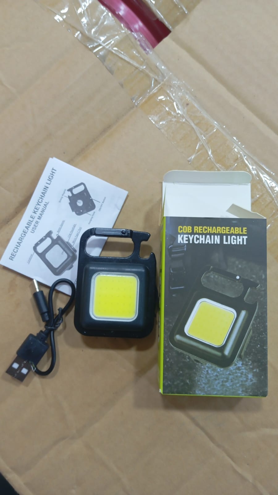 COB Rechargeable Keychain Light – Ultra Bright Metal Body Emergency Light with Type-C Charging (With Cable)