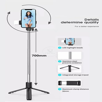 Black Wireless Selfie Stick with Remote Control